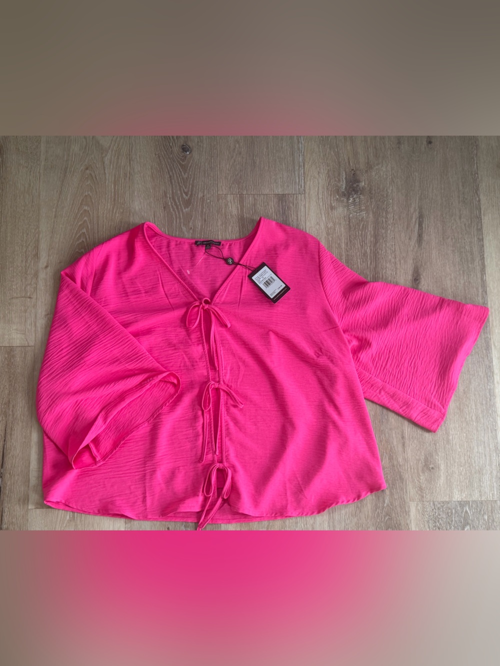 Adrianna Papell Hot Pink Tie-Front Blouse